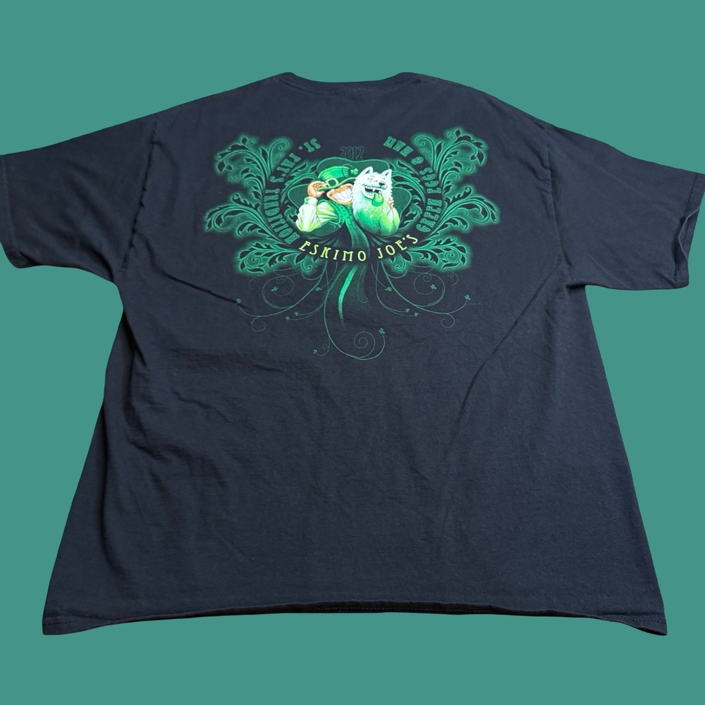 Eskimo Joes St Patricks Day 2012 T Shirt XL Black Green Graphic 2 Sided